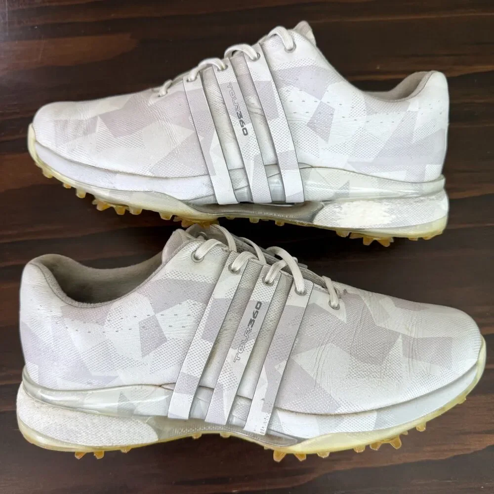 Adidas Tour360 24 SL Spikeless Golf Shoes Men's White Silver ID6207 Boost Sz 8.5